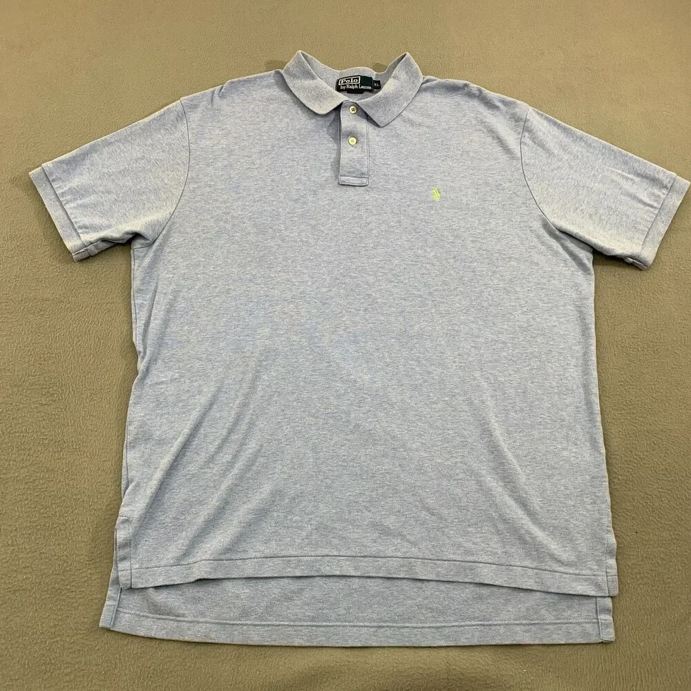 Polo Ralph Lauren Polo Shirt Mens XL Heathered Blue Soft Cotton Green Pony